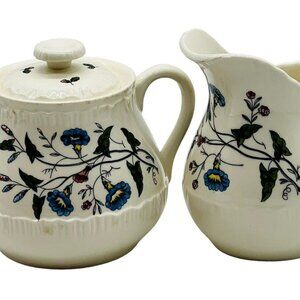 Wedgwood Williamsburg Wild Flowers Creamer Sugar‎ Vintage 1962 Colonial